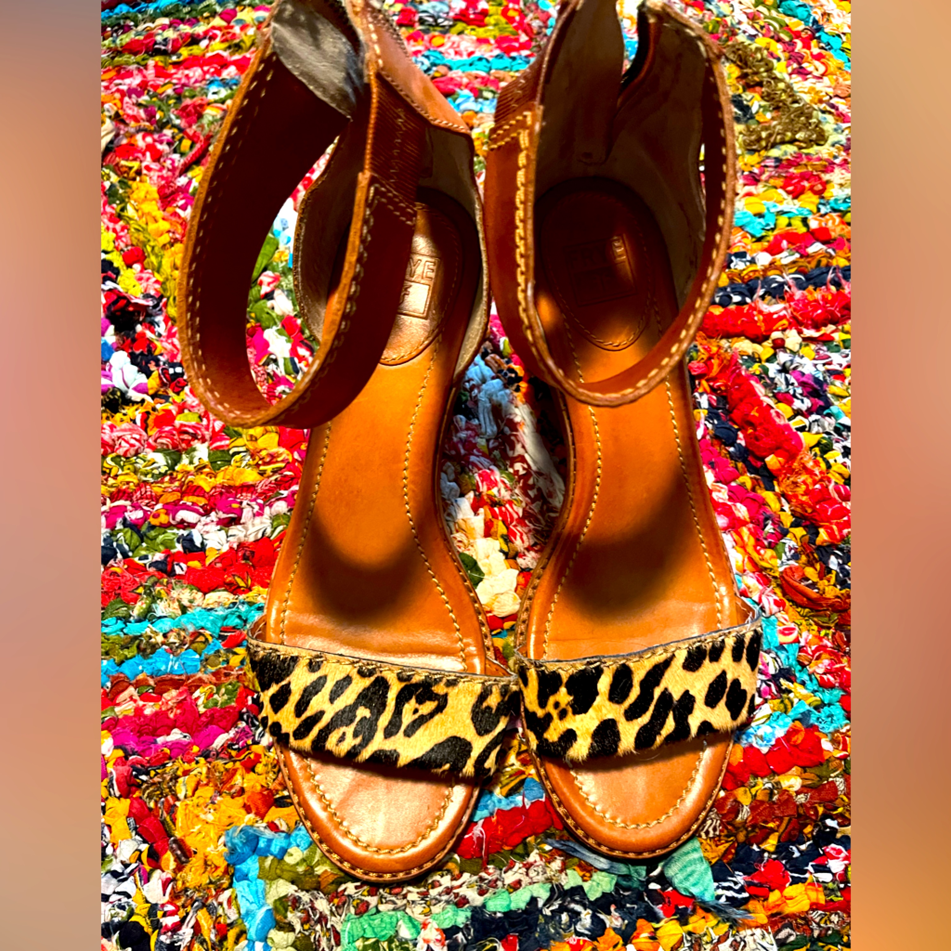Frye Stacked-Heel Sandals Size 9